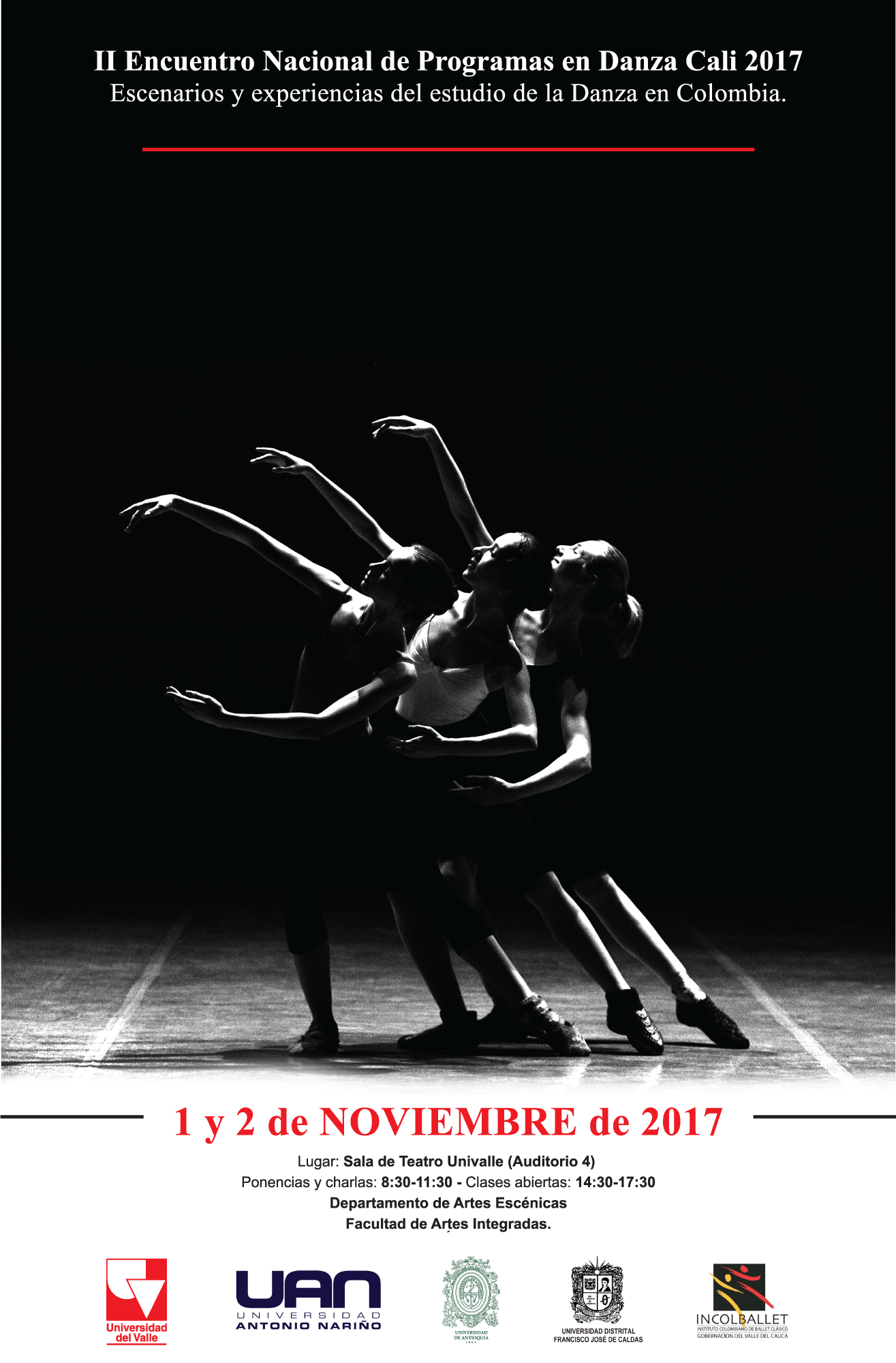 Afiche del II Encuentro Naciona de Programas en Danza Cali 2017